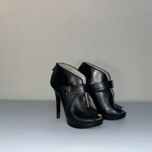 Michael Kors Black Leather Bootie Heels
